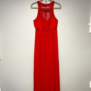 NWT Retail: $188 BCBGeneration Red Lace Chiffon Formal Maxi Gown Womens size 10